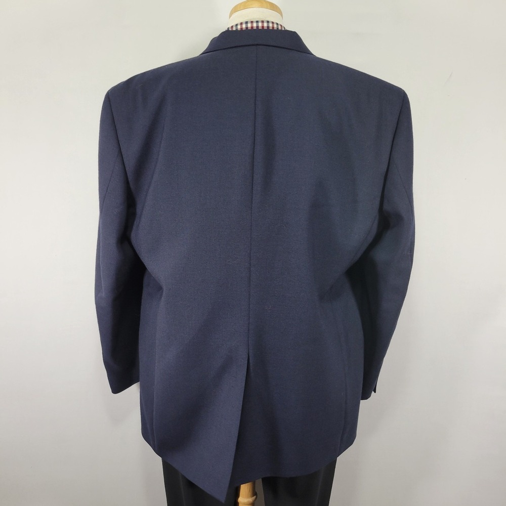 VTG Stafford Men's Sport Coat Blazer Two Button Navy Blue Polyester Wool Sz 48R‎ - Picture 11 of 15